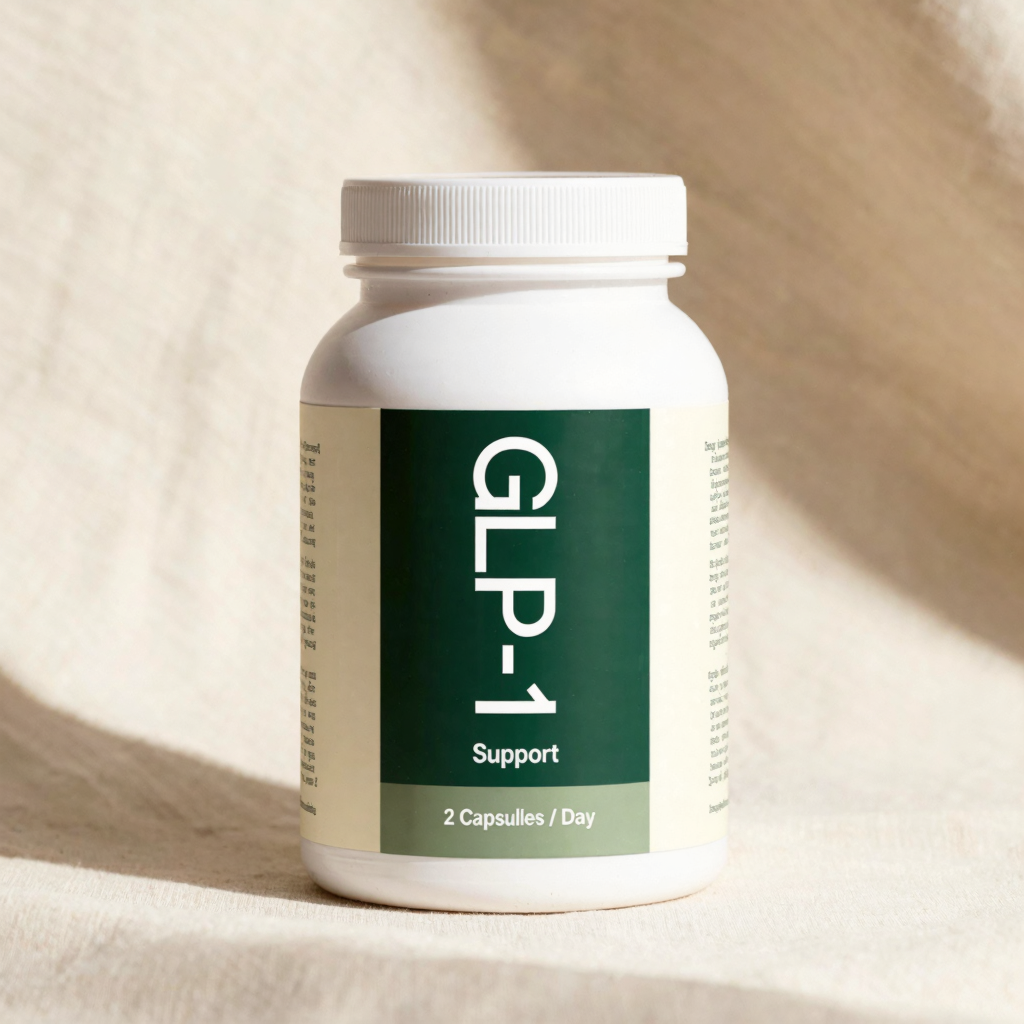 MedicLab GLP-1 Support bottle, 60 capsules, linen and forest green label